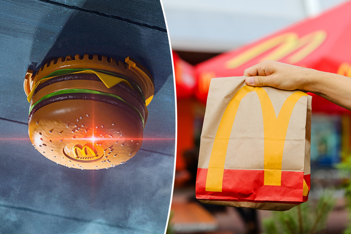 Un detecteur de fumée hamburger et un sac Mcdonald's