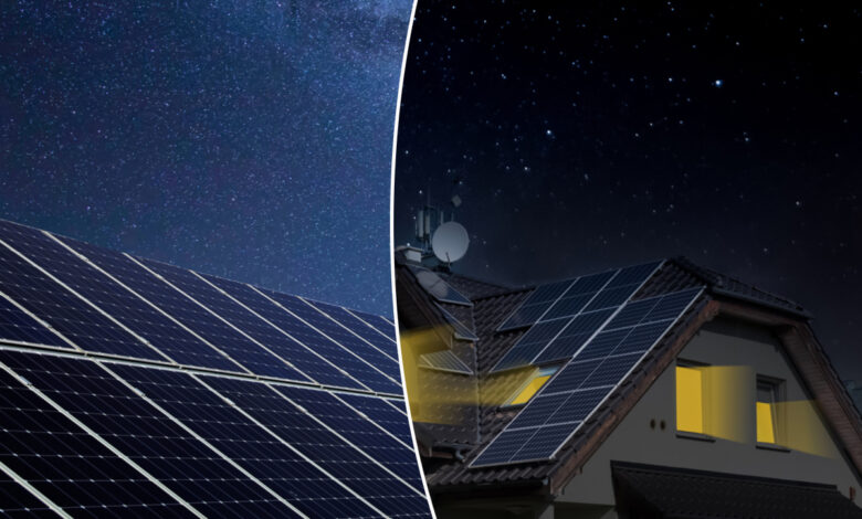 Des panneaux solaires qui produisent de l'électricité la nuit