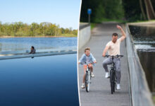 Une piste cyclable sous l'eau