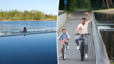 Une piste cyclable sous l'eau