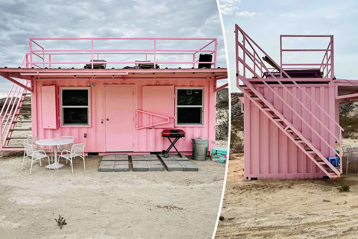 Une maison container rose