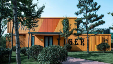 Une maison container orange