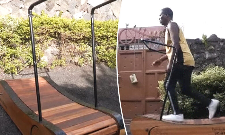 un congolais invente un tapis de course en bois