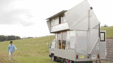 Un camping car aménagé sur deux étages