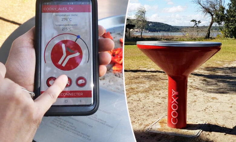 Un barbecue connecté Cooxy et son application dédiée.
