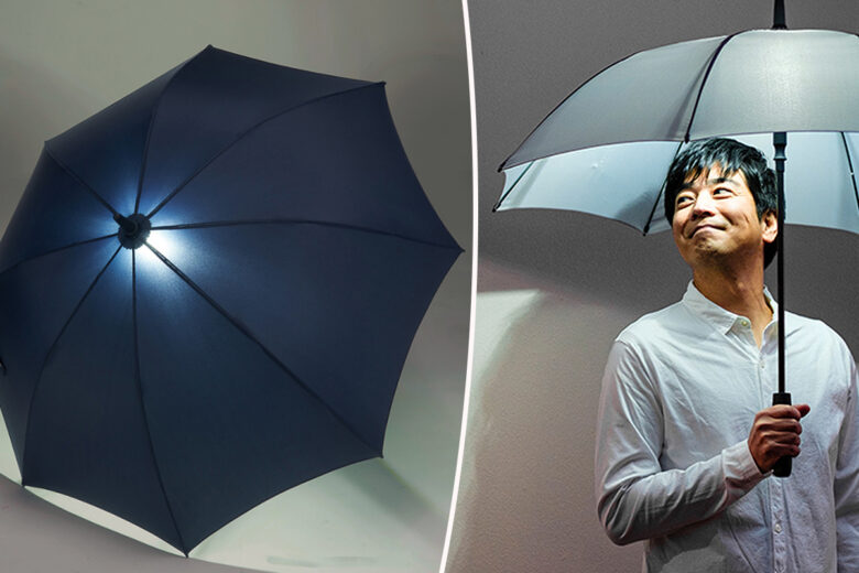 un homme avec un parapluie lanterne