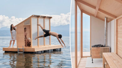 Un sauna flottant sur le lac Léman