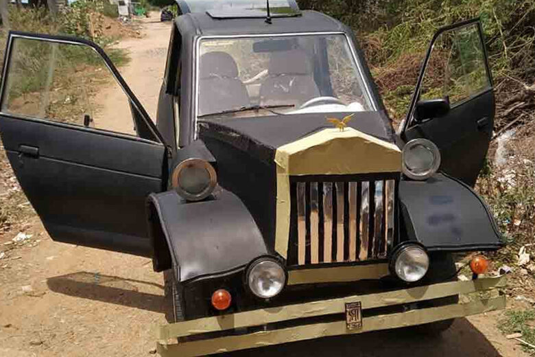 La voiture électrique construite par Garlapati Rakesh