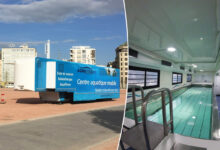 Une piscine mobile sur remorque
