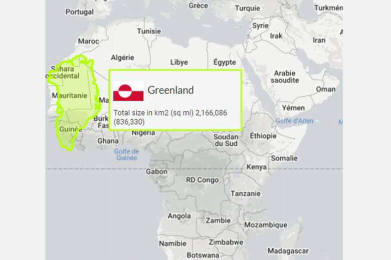 le Groenland et l’Afrique entière semblent être de même superficie et pourtant...