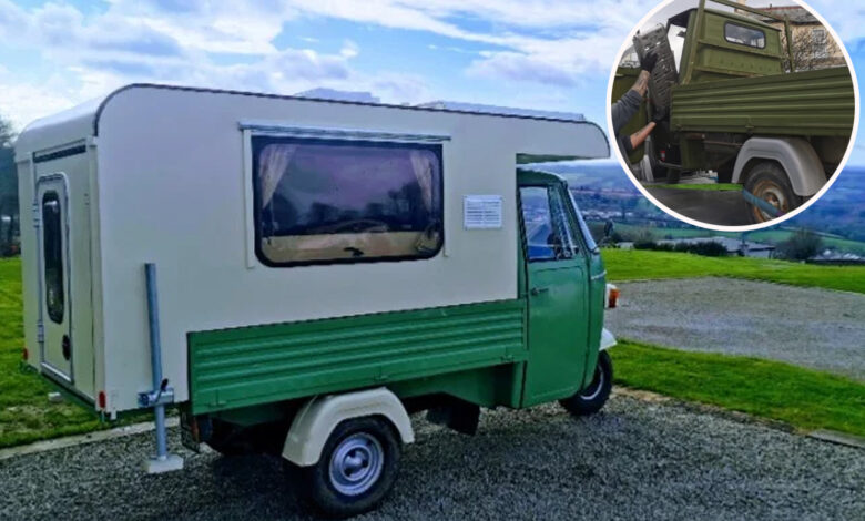 Un Piaggio Ape MP600 transformé en mini camping-car