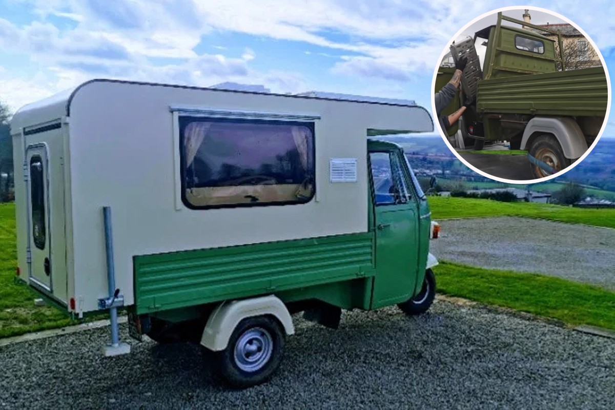 Un Piaggio Ape MP600 transformé en mini camping-car