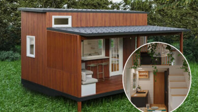 La Tiny House dispose d'une Grande Chambre et d'une Terrasse Extérieure.