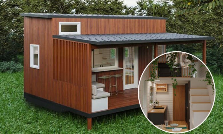 La Tiny House dispose d'une Grande Chambre et d'une Terrasse Extérieure.