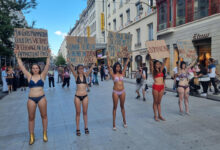 des militantes de l’association VeganImpact en lingerie