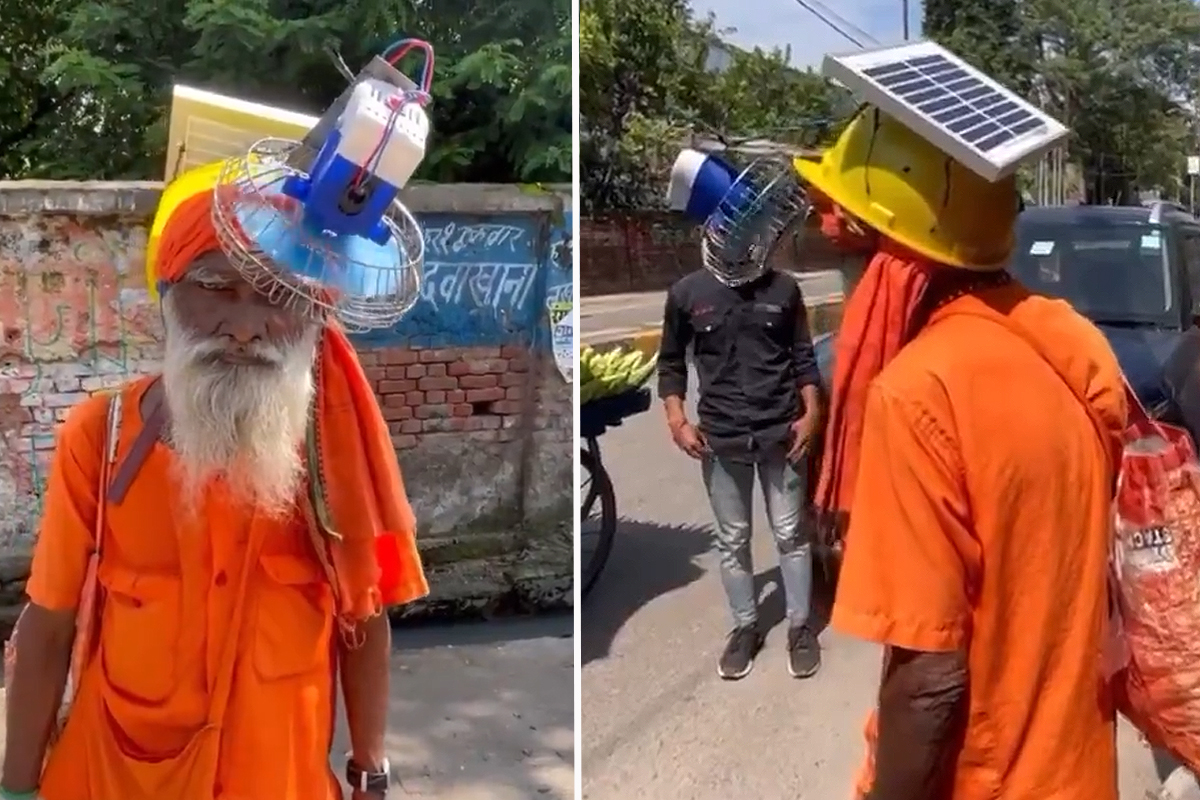 Un insolite chapeau ventilateur solaire