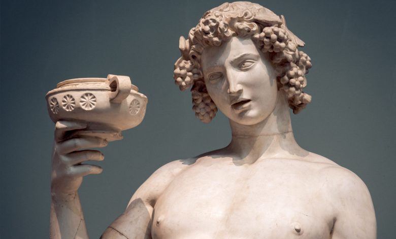 Portrait de la statue de Dionysus Bacchus