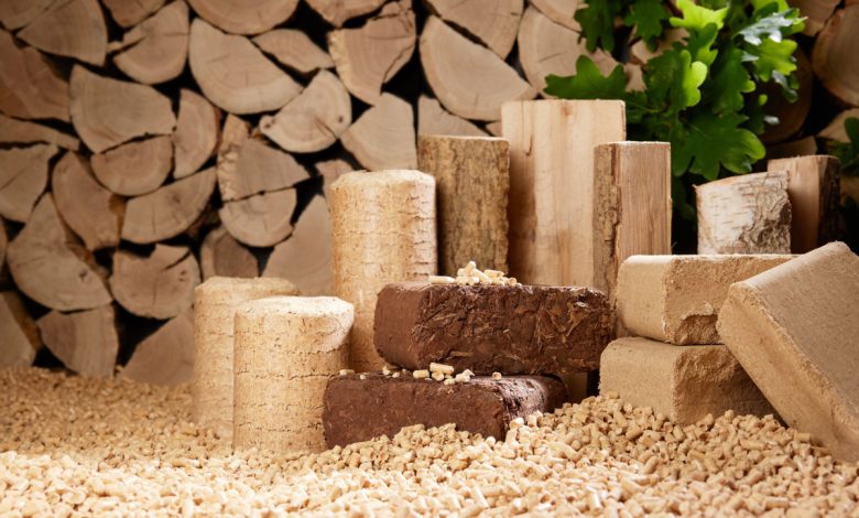 Des bûches de bois compressées