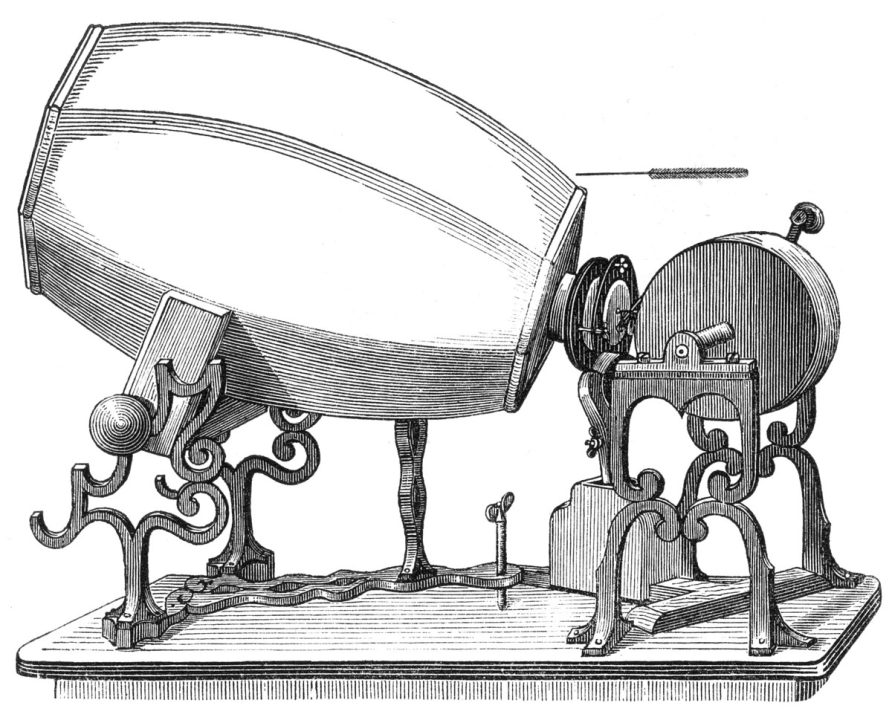 Un des premiers phonautographes (1859). Le fût est en plâtre de Paris.
