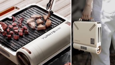 Un barbecue portable en forme de valisette