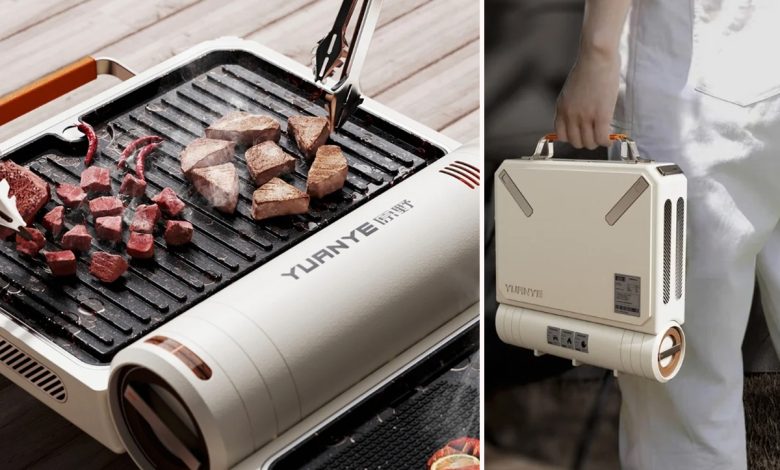 Un barbecue portable en forme de valisette