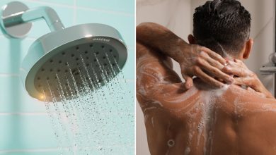 Le pommeau de douche REVA réduit le débit d’eau d’environ 85% lorsqu’il détecte que l’utilisateur ne se tient pas directement en dessous.