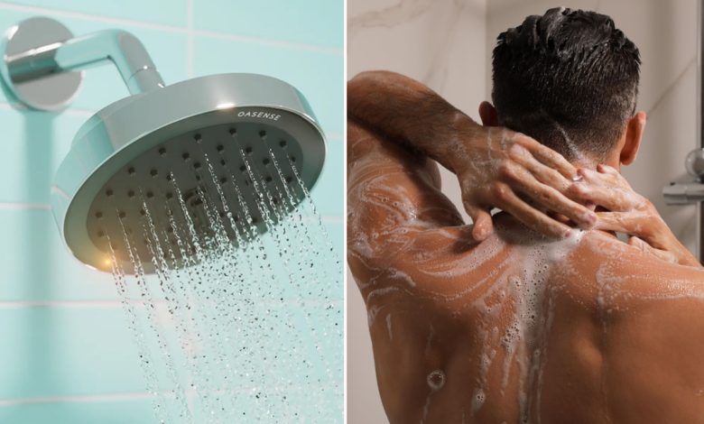 Le pommeau de douche REVA réduit le débit d’eau d’environ 85% lorsqu’il détecte que l’utilisateur ne se tient pas directement en dessous.