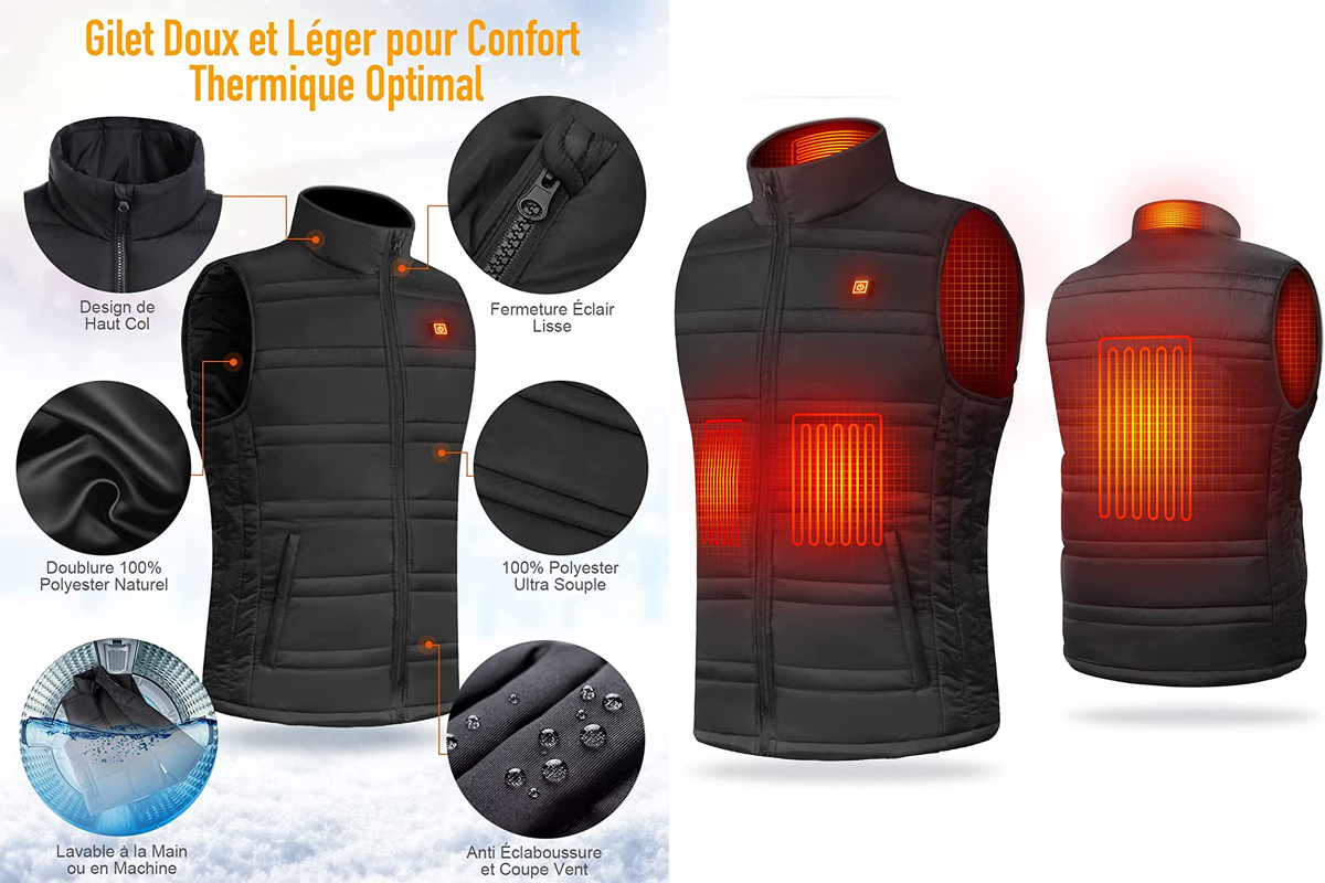 Veste chauffante polaire, veste chauffante USB coupe-vent vestes  chauffantes électriques, manteau chauffant électrique en fibre de  polyester, vestes