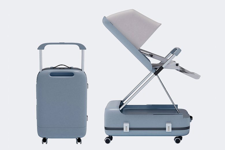 Un accessoire de voyage qui combine une valise et une poussette.