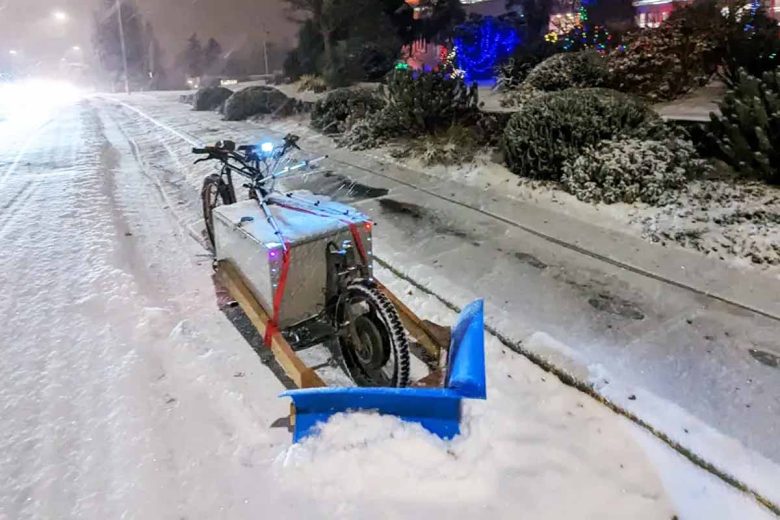 Le vélo cargo chasse-neige de Phil Marciniak