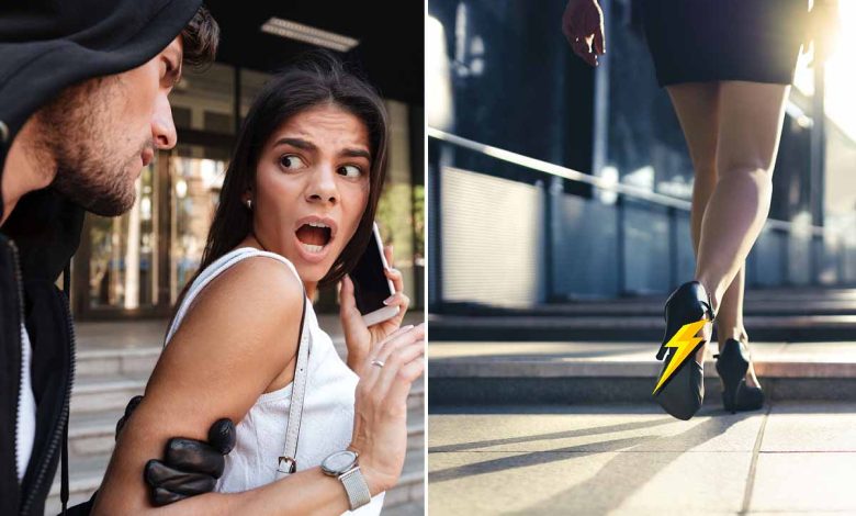 Des chaussures anti-agression équipées d'un taser.