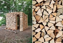 Une petite maison en bois de chauffage