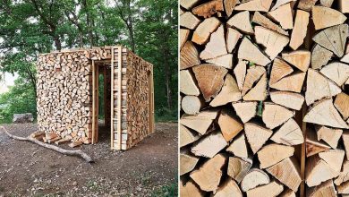 Une petite maison en bois de chauffage