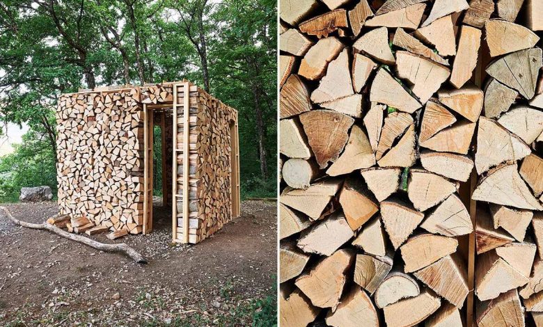 Une petite maison en bois de chauffage