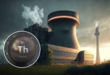 Représentation graphique d'une centrale nucléaire futuriste fonctionnant au thorium.