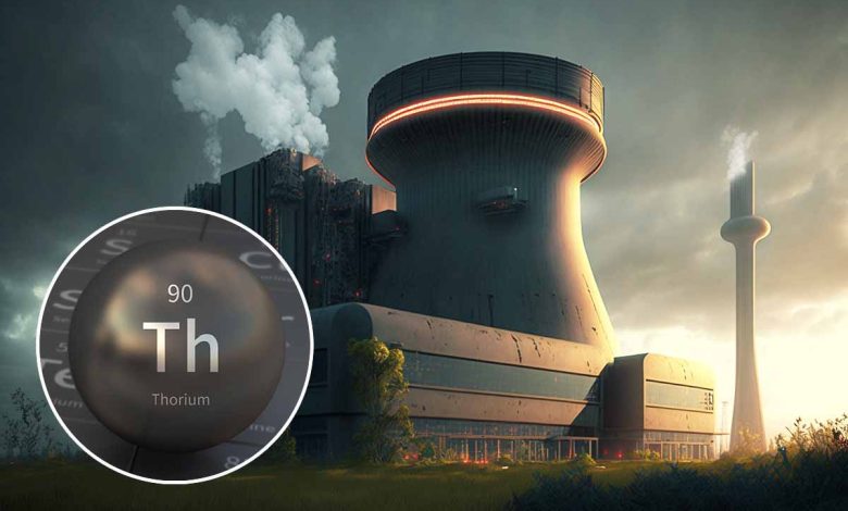 Représentation graphique d'une centrale nucléaire futuriste fonctionnant au thorium.