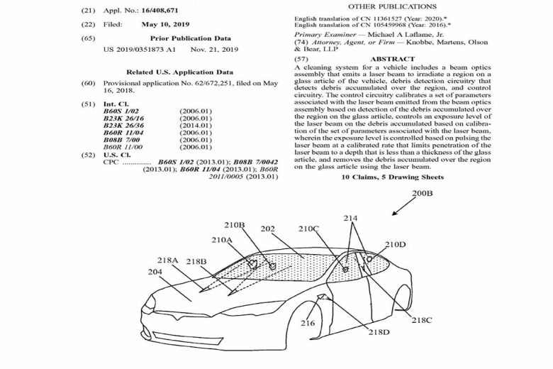 Tesla a obtenu un brevet où les faisceaux laser nettoient les débris du pare-brise