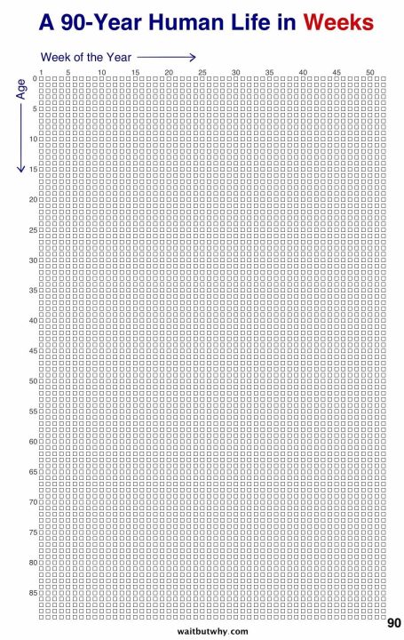 Votre vie n'est rien d'autre que 4680 petites semaines.