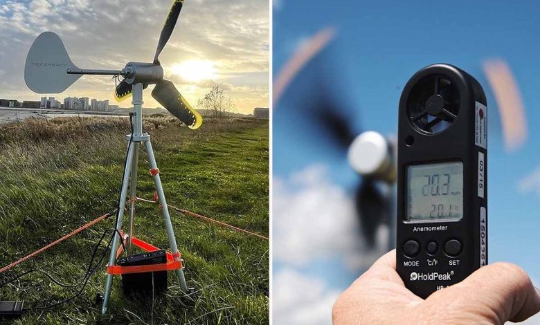 Une éolienne portable hors réseau.
