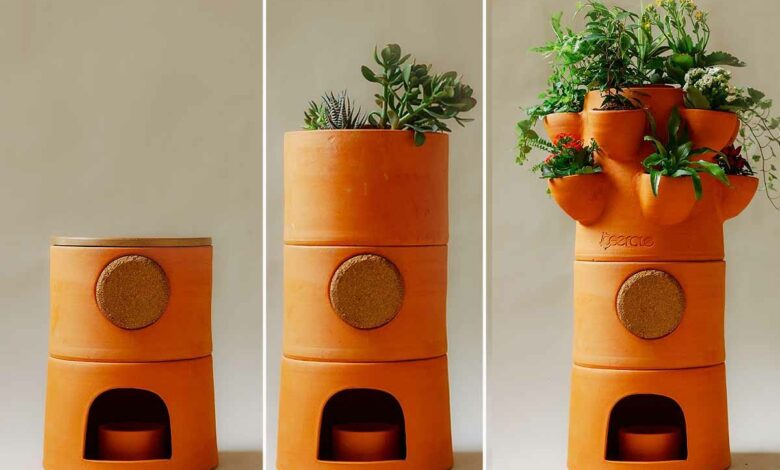 L'invention d'un potager composteur design d'intérieur et d'extérieur.