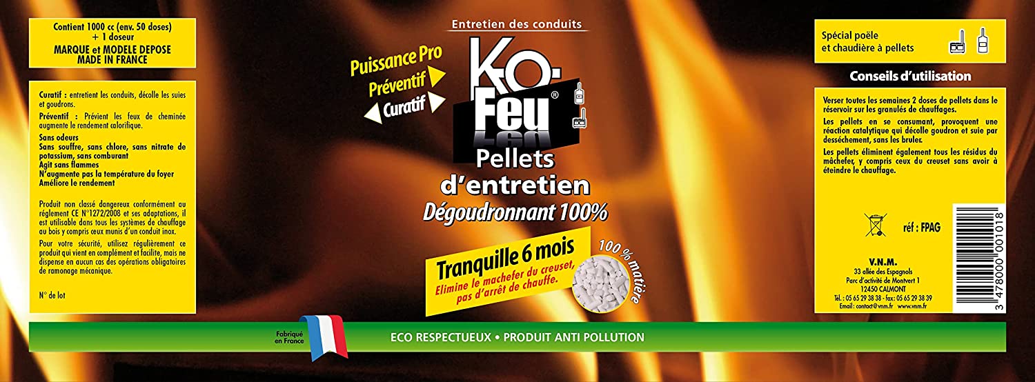 KO Feu Pellets anti goudron 100 % matière surpuissants. Entretien