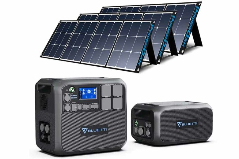 Le pack comprend un générateur solaire AC200MAX, un module de batterie d’extension B230 et trois panneaux solaires PV120.