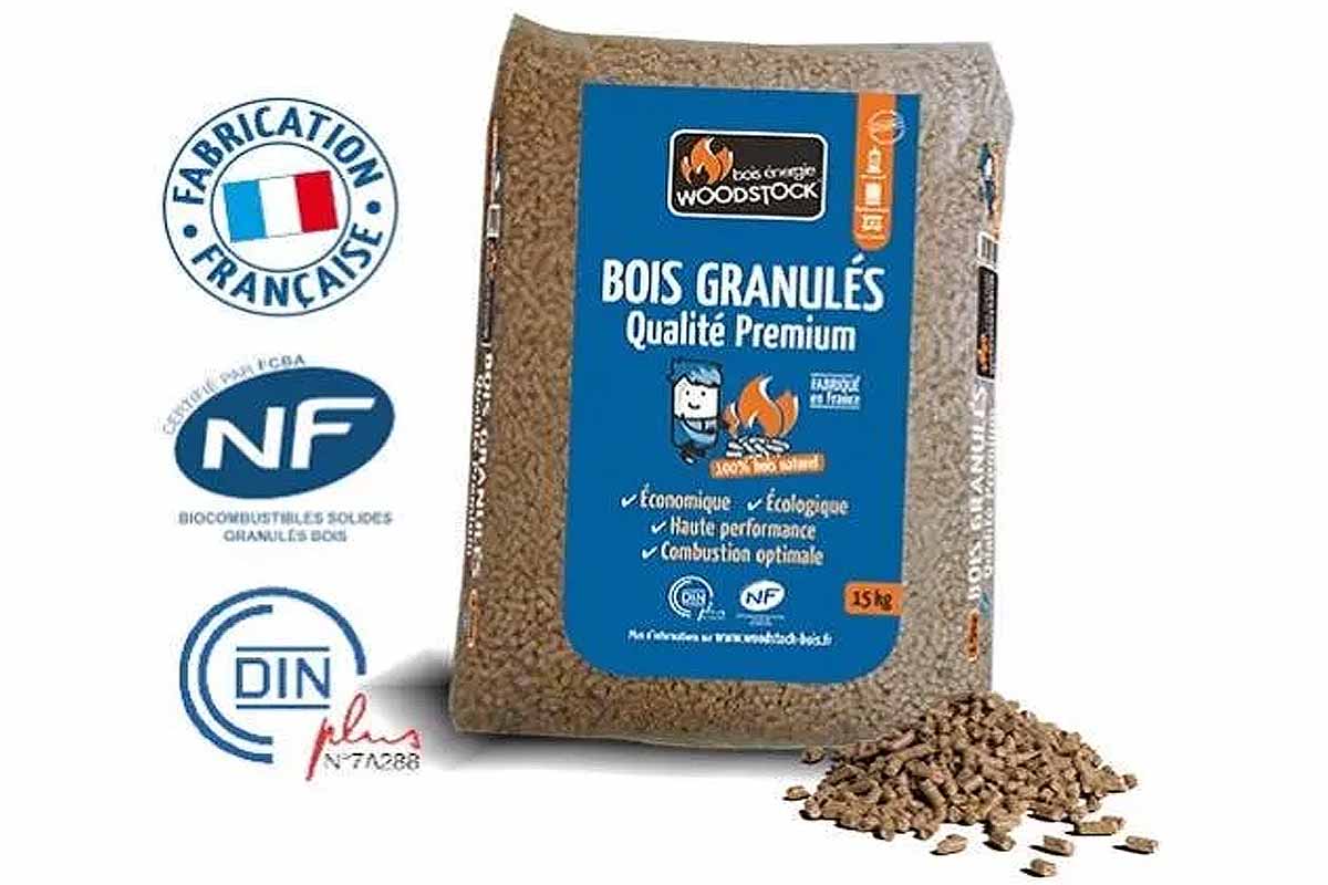 04 PALETTES WOODSTOCK GRANULÉS DE BOIS – 288 SACS DE 15 KG - Pellets France