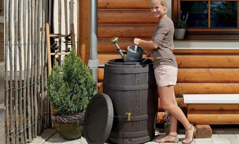 Récupérateur d'eau et collecteur aérien Garantia cylindrique brun, 250 l.