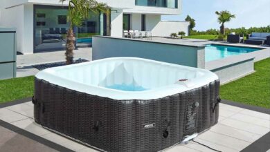 Spa Gonflable Nice en PVC - 6 places - Marron/Crème