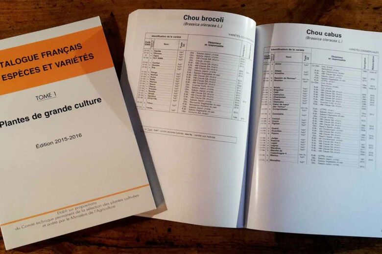 Catalogue officiel français des espèces et variétés (version sur papier, édition 2015-2016 Sedis).