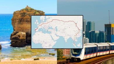 Plage d'Algarve au Portugal - océan atlantique - praia sao Rafael / Voie de transport ferroviaire léger (LRT) de Rapid KL, l'un des principaux systèmes ferroviaires de Kuala Lumpur.