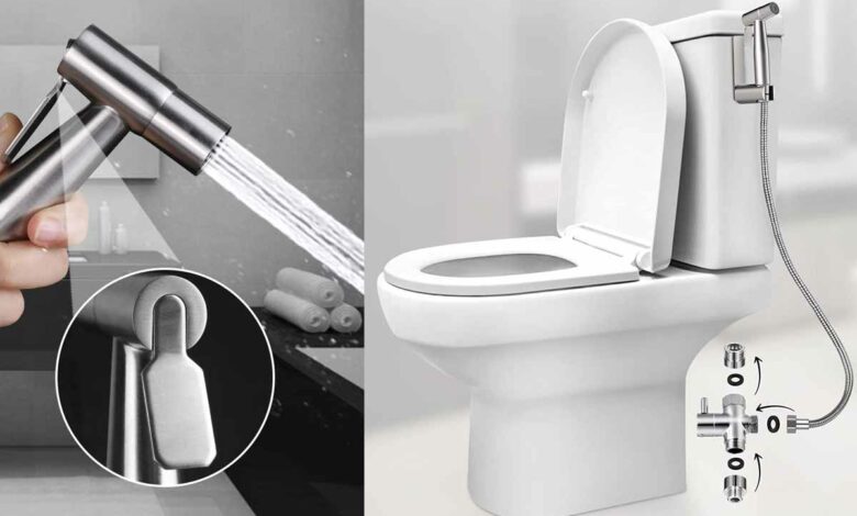 Une douchette de toilette universelle en kit.