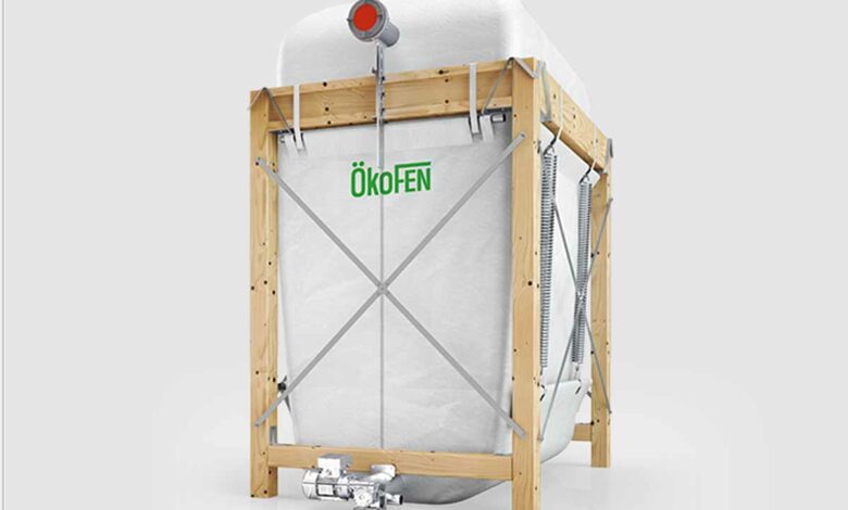 Un silo en textile respirant pour stocker les pellets de bois.