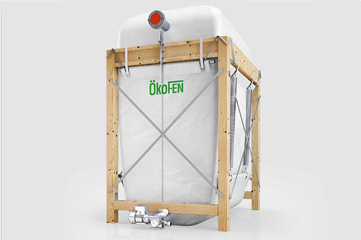 Un silo en textile respirant pour stocker les pellets de bois.